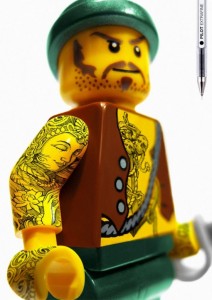 tattooed lego custom minifig pirate