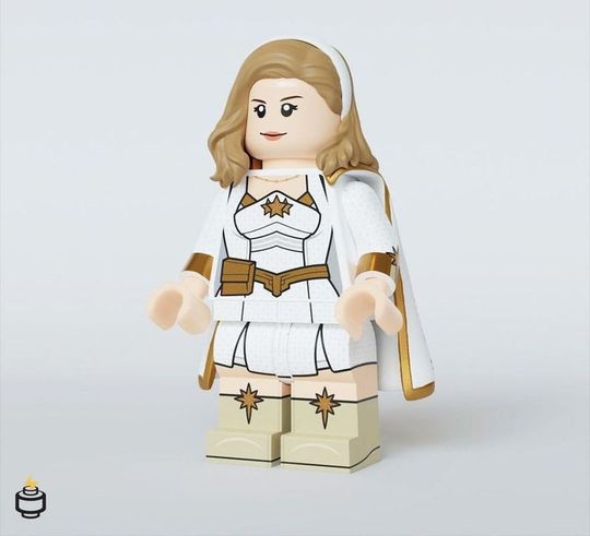 Woman in LEGO brick costume minifigure